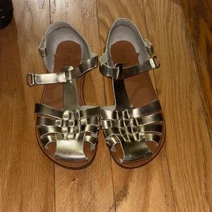 Kids Metallic Gold Woven Sandals